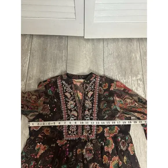 Soft Surroundings Embroidered Beaded Icon Asteria Tunic Sheer Boho Chic Flow SP - Picture 10 of 14